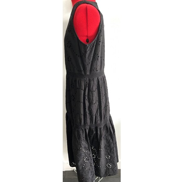 Femme By Design Black Cotton Dress Sz M - Picture 3 of 7